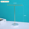 Soporte para joyas en forma de T dorado con base hexagonal de mármol blanco puro - Dorado + Base Blanca