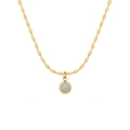 18K gold plated titanium necklace featuring a round green aventurine pendant and beaded chain - Gold