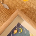 Natural wood frame for oil pastel art with textured 3D painting in solid wooden finish - Hollow Style / 4 inch (13.1*13.1cm) / Oak