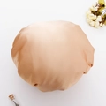 Champagne gold silk satin sleep cap with elastic band for hair care and comfort - Double Layer Gold