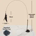 Jouet interactif pour chat avec tige de 95cm, plumes noires et base à ventouse solide - Noir - Ensemble de Ventouse Puissante