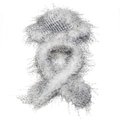 Winter faux turkey ostrich fur hat and scarf set with fluffy black and white spots - Black Zirconia Set