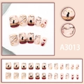 Square press-on nails featuring black cat silhouettes and oriental artistic patterns - Glue Type / Nude Pink Black Cat Style (A3013)