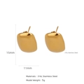 Minimalist 15mm gold-plated 316L stainless steel square stud earrings for women - Square Round Geometric Style (HE0016G11)