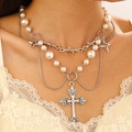 02 Antique Silver A-343 Cross Pearl