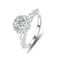 Exquisite S925 sterling silver ring with angel wings design and round moissanite center stone - Adjustable Open / Prong Pavé Style (FDJZ-056)