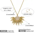 Specifiche dettagliate della taglia della collana girasole con misure e dettagli in zirconia - Collana d'Oro (P766)