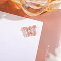 Pink crystal butterfly pendant with gold edge and small diamonds for DIY jewelry making - Pink