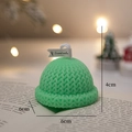 Green knit hat shaped scented candle for Christmas decor, size 6cm width by 4cm height - Light Green Hat - Grapefruit Sea