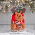 Red knitted Christmas reindeer gift bag with plush decoration and festive scarf - Red Reindeer Style A
