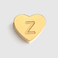 Minimalist gold heart-shaped charm with letter Z engraving for DIY jewelry making projects - Letter Z / Gold