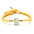 Bracelet ajustable en corde tressée jaune avec pierre naturelle verte et fermoir doré - Quartz Vert / Corde Jaune