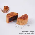 Realistic PVC mooncake model set with egg yolk red bean filling and traditional textures - Pair of Egg Yolk & Red Bean Mooncakes (2 Halves) - No Keychain