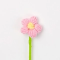 Handmade pink crochet flower with yellow center and green stem for gift decoration - Finished Cream Puff Flower Stem - Leafless (4cm) - Light Pink