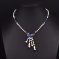 Elegant natural pearl and lapis necklace featuring a blue phoenix tassel pendant - Phoenix Tassel Artificial Pearl Necklace