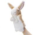 Marionnette à main lapin en peluche beige et blanc pour contes et jeux de rôle - Lapin Brun