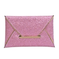 Funkelnde rosa Pailletten-Umschlagtasche mit Goldmetall-Finish für Damen Abendmode - Rosa
