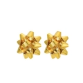 Chic golden ribbon bow stud earrings with a polished metallic finish on white background - A138-45 Gold Bow