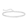 Silver geometric link bracelet with lobster clasp and round gemstone pendant - Silver 6 (Flat Chain)
