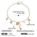 18K gold plated stainless steel necklace with cherry pearls and sunflower pendants - Multi-Pendant Leaf Flower Style (JDN0205004)