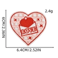 Detail of red checkered heart patch with LOVE envelope embroidery and 6cm size dimensions - Heart 5# (LOVE Envelope)