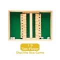 Two-player wooden shut the box game with green felt surface and numbered tiles - 2-Player Number Flip Game (White Box)