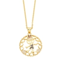 Collana dorata con ciondolo a cuore traforato e figura di bimbo con zirconi colorati - Boys