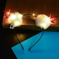 Luminous reindeer antler headband with plush balls and warm LED lights for festivals - Antler Headband / Feather Red Warm Light