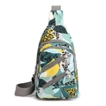 Women's leopard print nylon crossbody chest bag with adjustable strap and front zippers - Urban Jungle