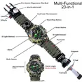 23-in-1 multi-functional survival watch in army green camo with dual display and paracord - 827-19 Bare Watch