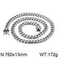 Collana da uomo in acciaio argentato a maglia cubana, misura 760x13mm e peso di 172g - Collana (KN35980-K) / 760x13mm / Argento
