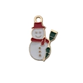DIY Christmas snowman charm accessory in red and white enamel with golden loop - Christmas Snowman with Colorful Scarf