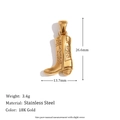 18K gold plated stainless steel cowboy boot pendant charm with dimension markings - Boot Pendant