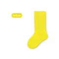 Breathable cotton crew socks for kids in bright yellow with comfortable ribbed cuffs - Yellow