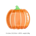 Pack of 10 orange pumpkin shaped 9-inch disposable paper plates for Thanksgiving decor - 9 Inch Green Stem Pumpkin Plates 10PCS