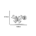 Silver bow cartilage stud earring with clear zircon and dimensions 1.08cm x 0.72cm - Silver #7