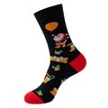 Christmas crew socks in black featuring Santa Claus and festive holiday patterns - One Size / 403-Black Santa Balloon