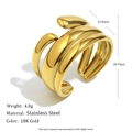 Chunky asymmetric layered open ring in 18K gold plated stainless steel - Multi-layer Open Ring - Gold