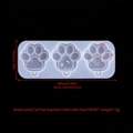 DIY cat paw silicone mold with holes for heart liquid sand keychain pendants 88x34mm - Small Cat Paw Keychain Mold With Hole YSK#07