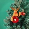 Addobbo natalizio a forma di renna in peluche con fiocco a scacchi su albero - Renna di Natale (Bottone Rotondo)