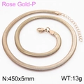 Collana piatta a spina di pesce in oro rosa 450x5mm con chiusura a moschettone - Collana Oro Rosa (KN235877-Z)