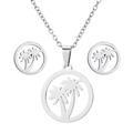 Gros plan d'un ensemble de bijoux argentés avec des palmiers tropicaux dans les pendentifs - Style Palmier (045) / Acier