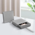 Minimalist grey drawer jewelry box with push function and pull ribbon for rings - 11*11*2cm / Gray