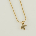 Golden snake chain necklace featuring a crystal-encrusted letter K pendant for women - Gold Letter K (With Chain)