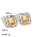 Orecchini rettangolari bicolore in acciaio inossidabile martellato, 42,7x50,5 mm - Stile Bicolore Rettangolare Martellato Grande (TE60332-M)