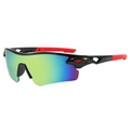 Radsport Sonnenbrille mit schwarz-rotem Rahmen und buntem polarisierten Glas - Schwarzer Rahmen Goldspiegel