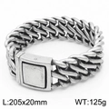 Men's vintage titanium steel braided chain bracelet with antique silver finish, 20mm wide - Double Row Tank Chain Style (KB164825-BDJX)