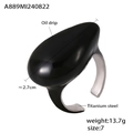 Water drop titanium steel ring featuring a black oil drip finish and silver band - Size 7 Adjustable / Silver-toned Black Enamel