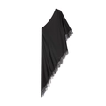 Elegante top asimmetrico nero in raso da donna con dettagli in pizzo raffinato - XS / Nero