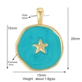 Ciondolo a stella verde acqua e oro con dimensioni 15 mm di larghezza e 20 mm di altezza - Pentagramma / Blu Ciano